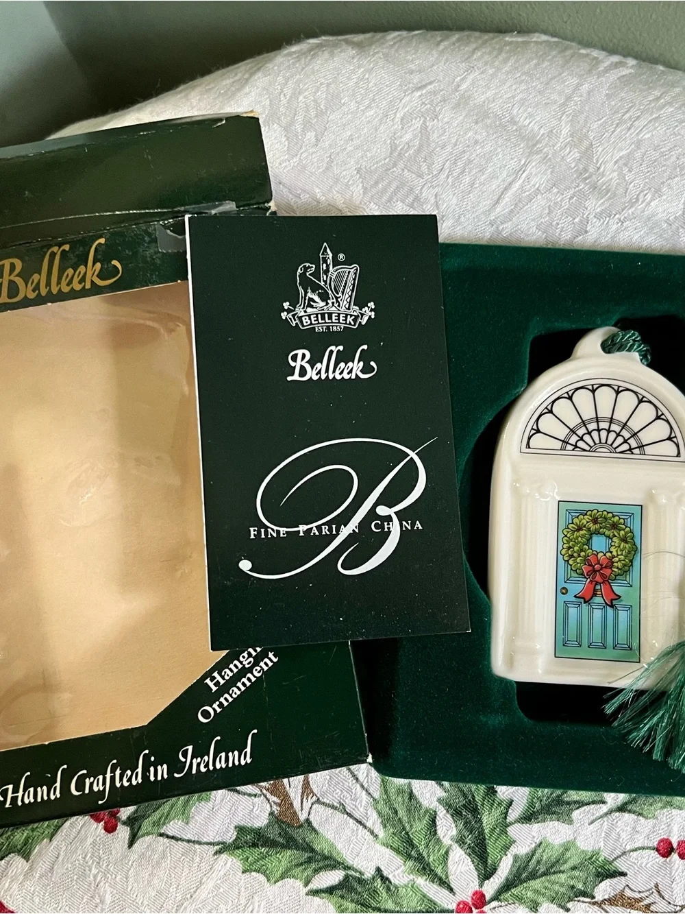 Belleek “Doors of Dublin” Parian China collectible ornament in original box.